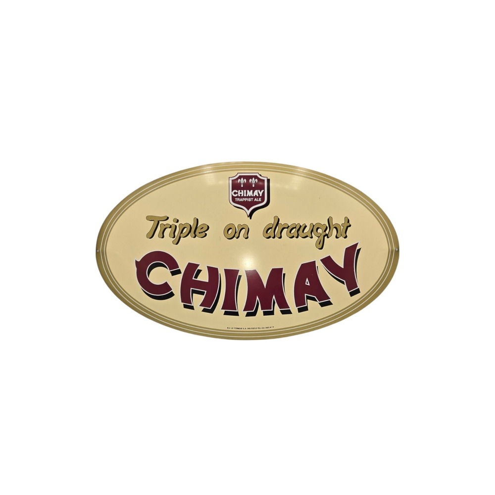 Chimay Triple‎ on Draught Beer Sign Oval Metal Bar Pub Man Cave Decor 18"